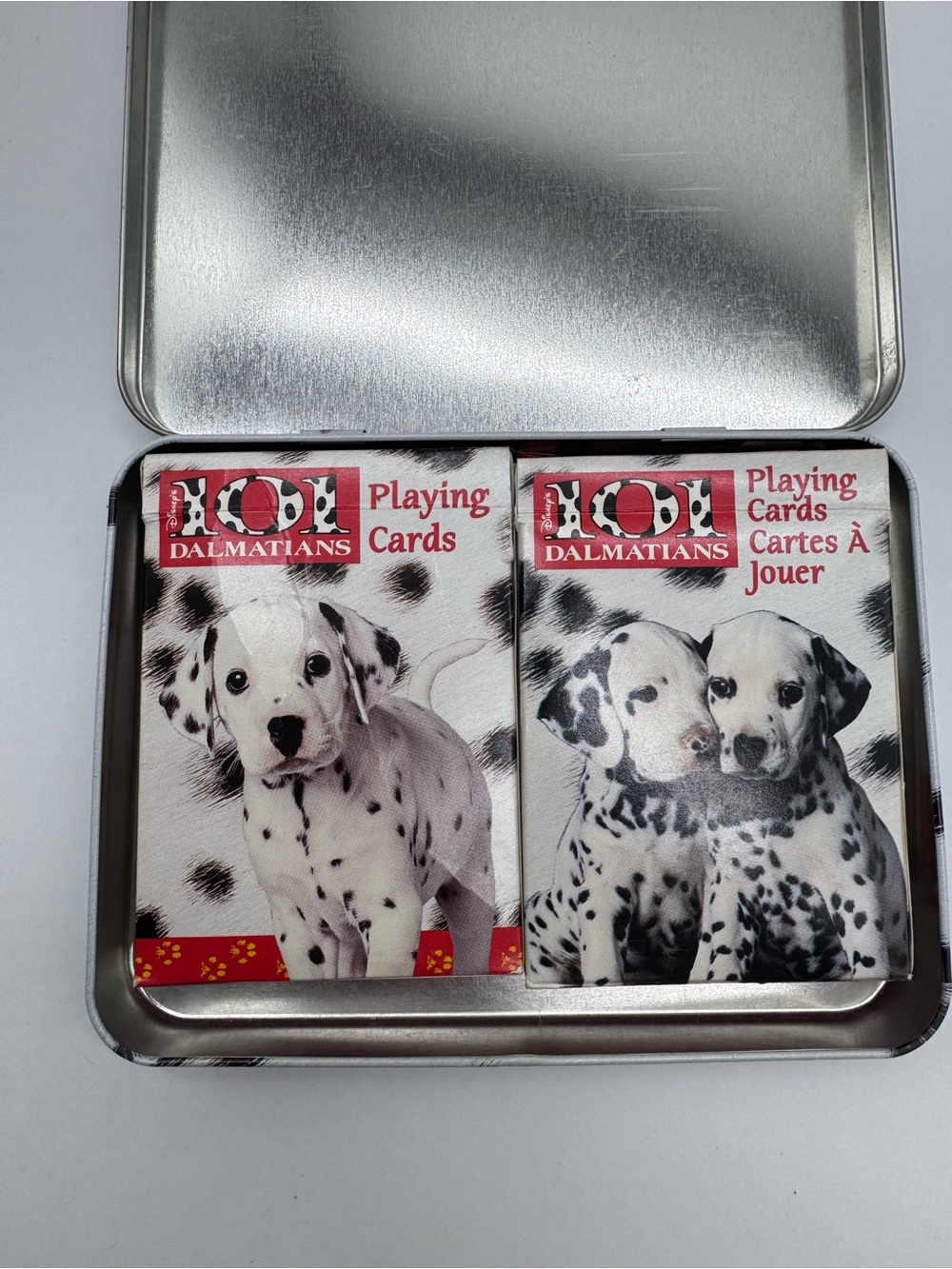 Vintage Disney 101 Dalmatians Playing Cards Tin Set 2 Decks